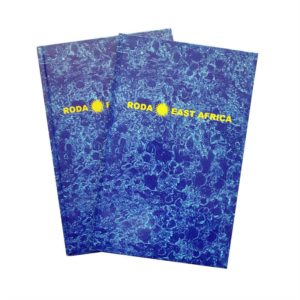 Carnet à couverture rigide bleu marbré personnalisé