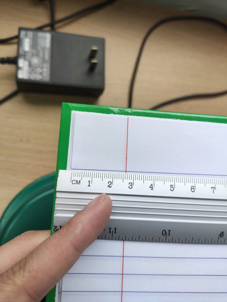 قياس حجم دفتر الملاحظات