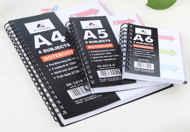 A series notebook sizes