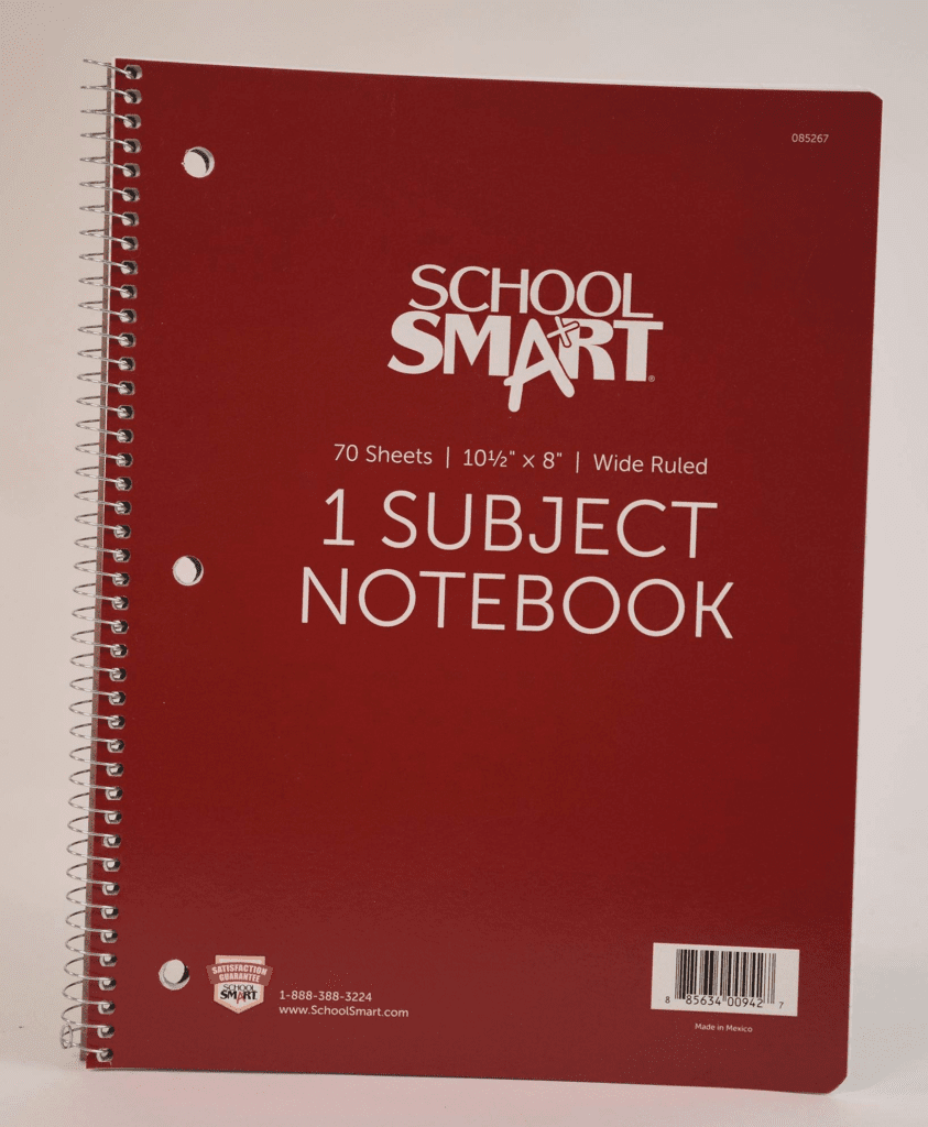 Spiral Notebook Wide Ruled by School Smart-1