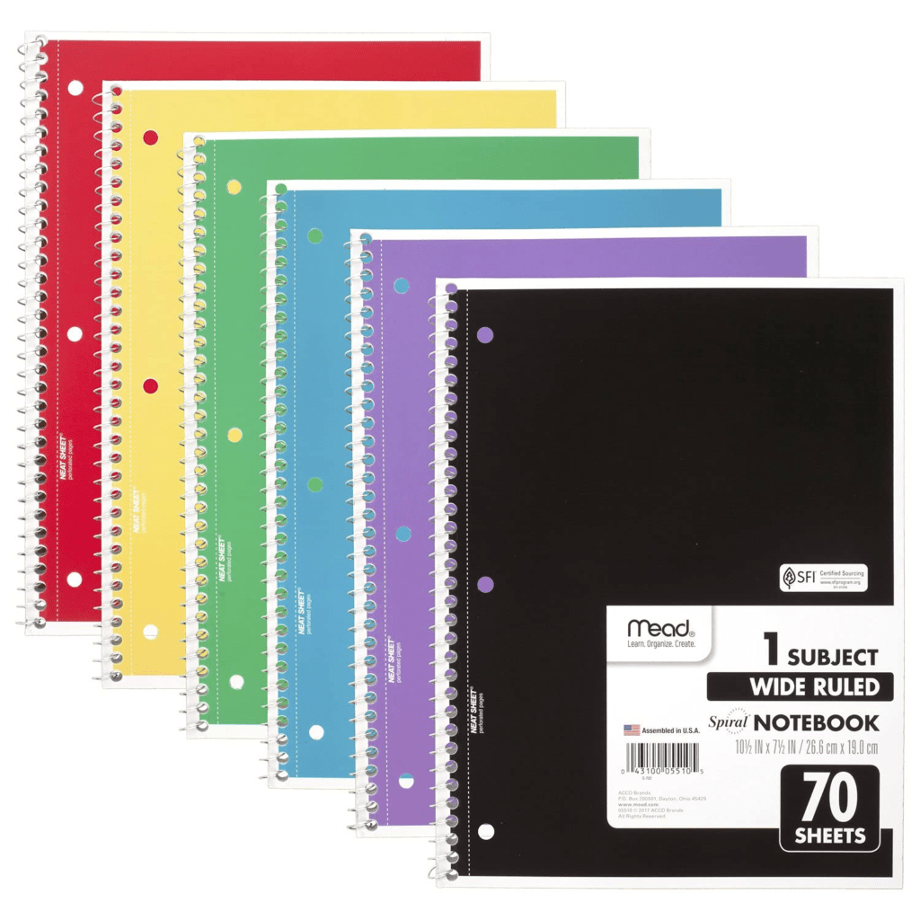 Spiral Notebooks Wide Ruled By Mead-1