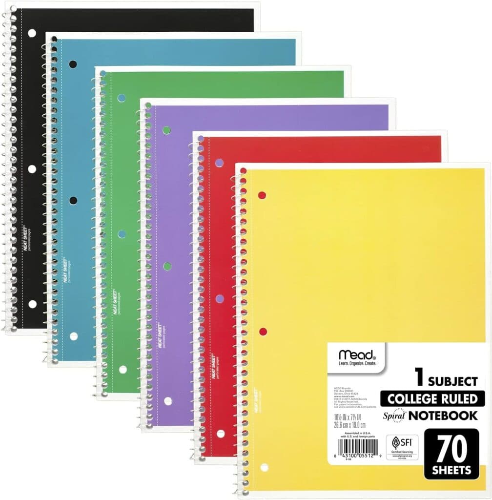 Mead College Ruled Spiral Notebooks-1