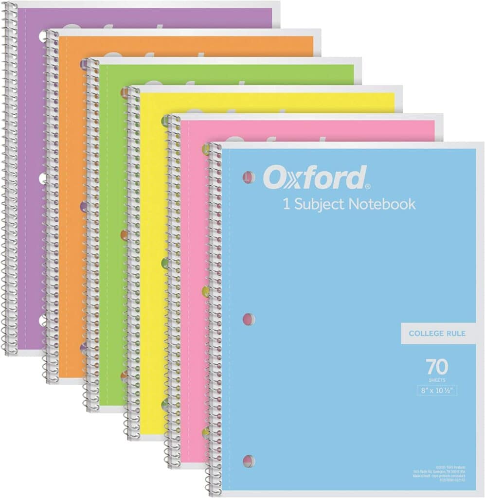 Cahier de notes à spirale en papier ligné Oxford College-1