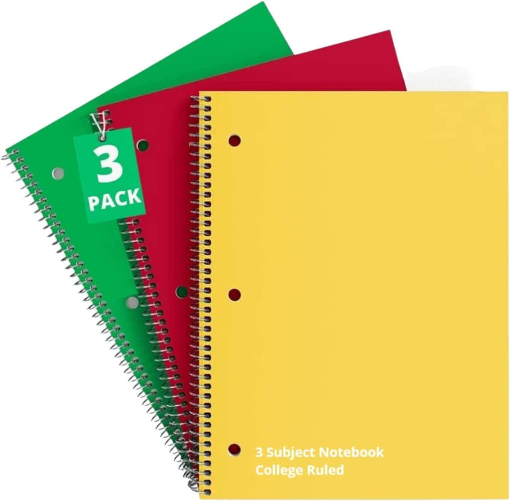 Wide Ruled Spiral 3 Subject Notebook-1