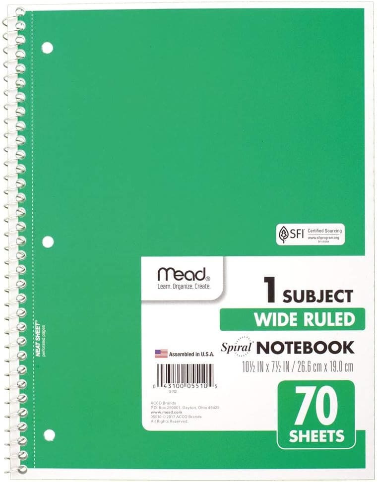 Mead 1 Subject Spiral Notebook-1